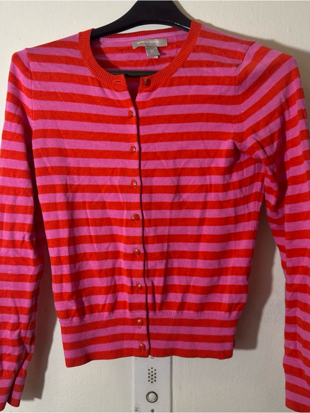 Banana Republic Striped Pink & Red Button Cardigan XS Excellent Condition